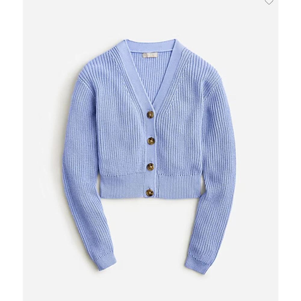 J.Crew Cottonblend Cropped Vneck Cardigan Sweater - S
